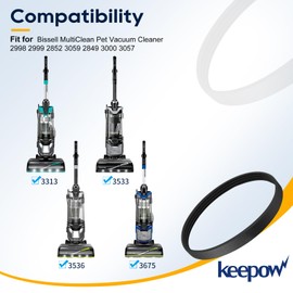 KEEPOW Vacuum Belt for Bissell MultiClean Pet Vacuum Cleaner Model 2998, 2852, 3059, 2849, 3000, 3057, 2999, 31259, 28492, EPH245 Grooved Belt for Triple Action Brush Roll, Part #1625646, 2 Pack