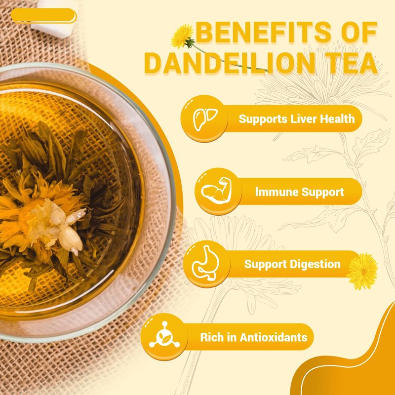 Dandelion Leaf & Root Herbal Tea-Caffeine-free herbal tea，No Sugar，50 Teabags
