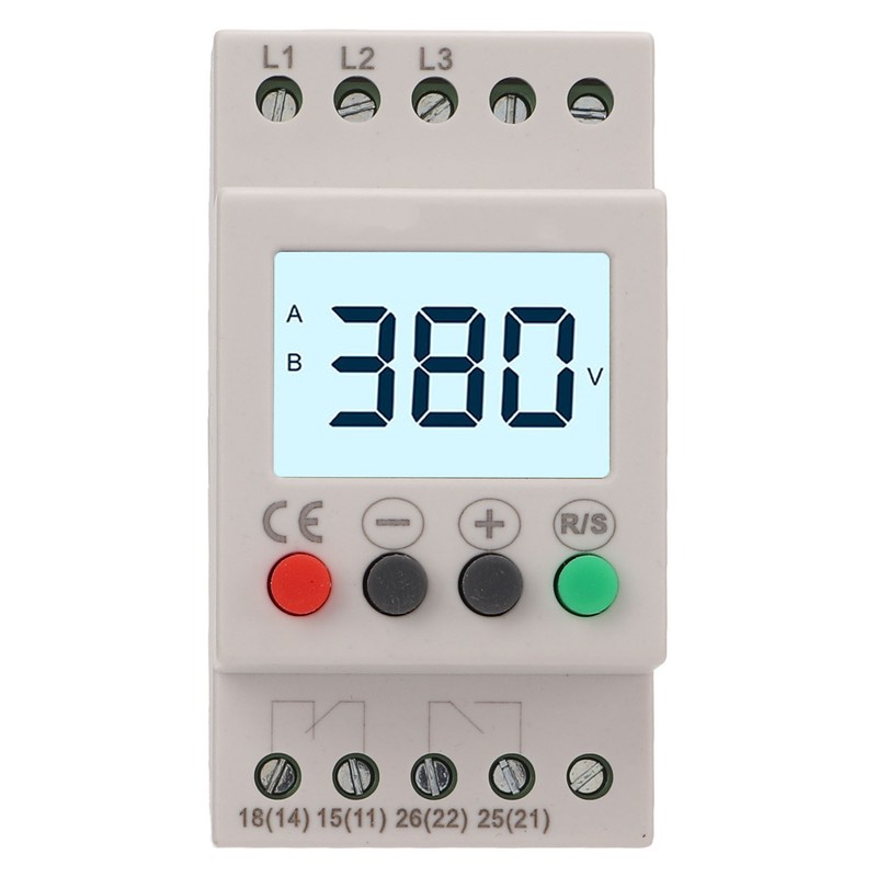 Over Under Voltage Protector Protective Device 3 Phase LCD Digital