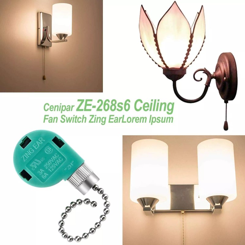 ZING EAR Pull Chain Ceiling Fan Switch 4 Wire 3