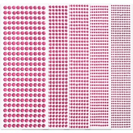 3555Pcs Gem Stickers Jewels for Crafts, Self Adhesive Rhinestone Stickers, Glitter Crystal Gem Stickers Festival Accessories for Scrapbooking DIY Crafts, Nails,Clothes 5 Sizes 3/4/5/6/8 mm(Pink)