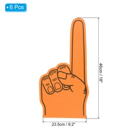 PATIKIL Giant Foam Finger 18 Inch, 6 Pack Number 1 DIY Blank Foam Hand Cheerleading Foam Fingers for Sports Events Games Party Supplies, Orange, Black Line