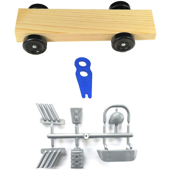 Pintwood Pro Basic Derby Car Kit with Official Wheels, Official axles and pre-Cut pre-drilled Wedge Block