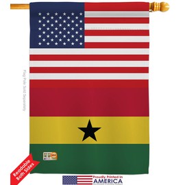 Nationality Ghana US Friendship Garden House Flags Kit Regional Nation International World Country Particular Area Small Decorative Gift Yard Banner Double-Sided Made in USA 28 X 40