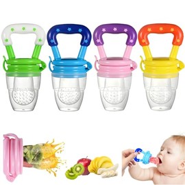 4 Piezas Chupon para Frutas y Papilla Suave y Duradero, Chupones Alimentadores para Niño Silicona sin BPA, Chupete Alimentacion Complementaria Niño, Proteger Las Encías y Los Dientes