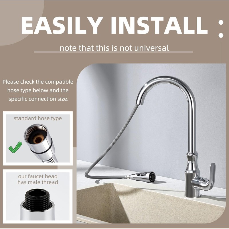 Angle Simple Kitchen Faucet Head Replacement, G 1/2 or 13/16