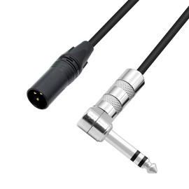 PNGKNYOCN 1/4 to XLR Cable 90 Degree Right Angle 6.35 mm TRS Male Plug to XLR Male Plug Audio Stereo Microphone Cable for Speakers, Stage, DJ and More (0.5M)