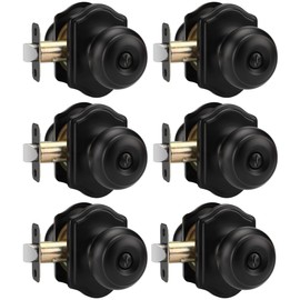 goldenwarm Black Door Knobs Interior, Classic Decorative Privacy Door Knob, Matte Black Interior Door Knobs, Indoor Privacy Door Knobs for Bedroom or Bathroom(6 Pack)