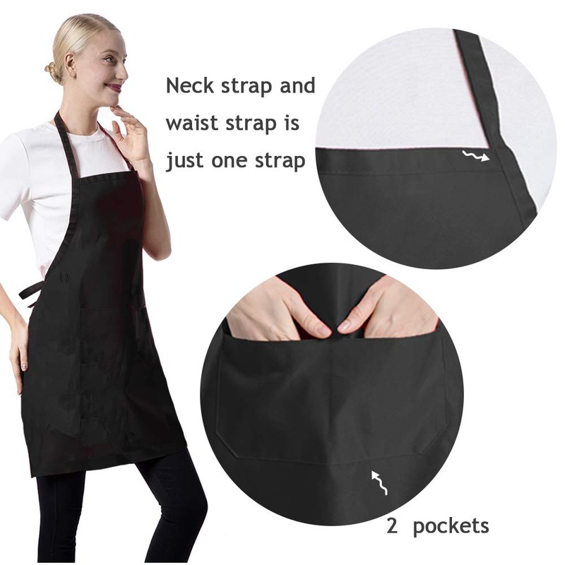 CWFUN 12 pack Black Apron bulk for Women Men with