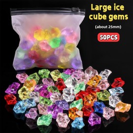Omeblos 50 Pcs Pirate Jewels Treasure,Acrylic Diamond Gems Jewels,Childrens Crystal Acrylic Gemstones,Colorful Acrylics Ice Rock Gems,25mm Large Size for Party Decor,Vase Fillers & DIY Crafts,Gifts