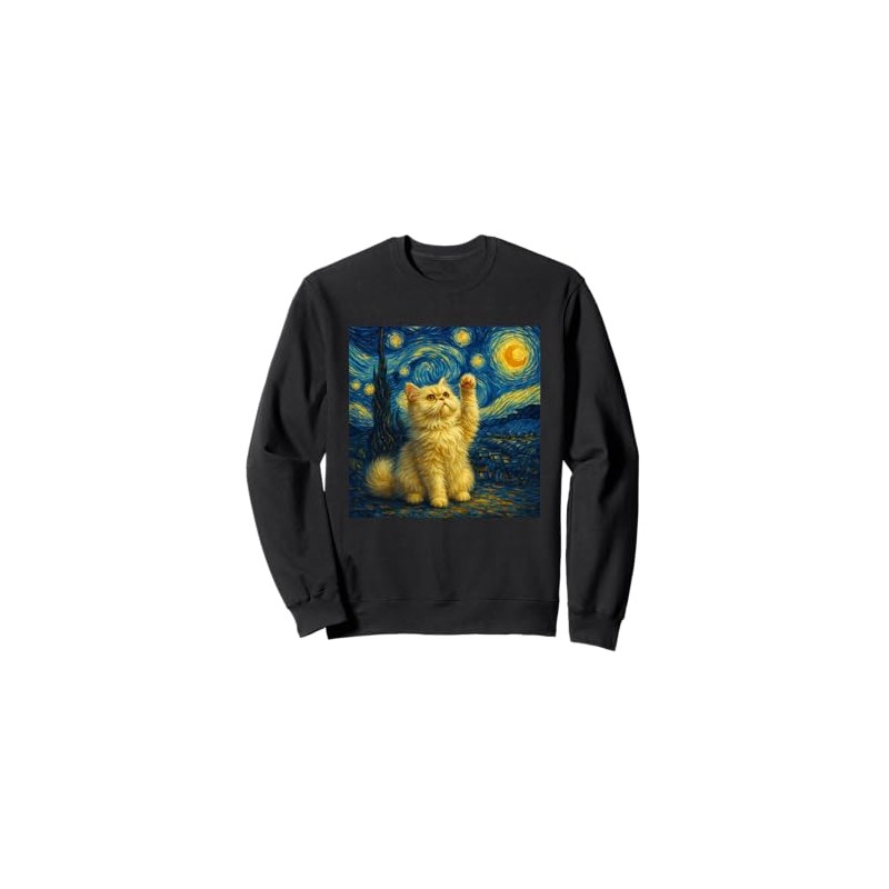 Cat Starry Night Van Gogh Gift Persian Cat Mom Sweatshirt