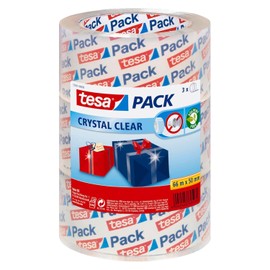 Tesa Crystal Clear Packing Tape 3 Rolls 66 m x 50 mm, clear