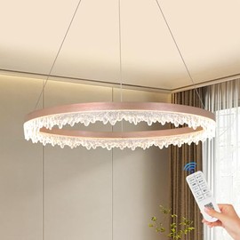 XGZL · LIGHTING Modern LED Chandelier 1 Ring 23.6in Circular Pendant Light for Kitchen Island, Coffee Dimmable Round Chandelier Light Fixture Hanging Light with Remote for Dining Room Living Room