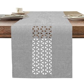 BAZIOE Linen Fabric Table Runner Grey Modern Exquisite Table Runner Linen Look 183 x 35 cm Washable and High-Quality Table Runner for Dining Table Decoration, Restaurant, Christmas Party