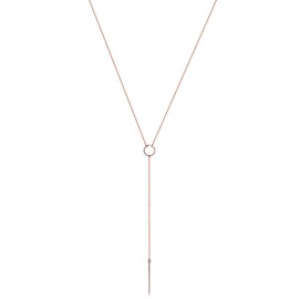 Elli Geo Trend Minimal Y-Chain Necklace 925 Sterling Silver, Silver, Rose-Gold
