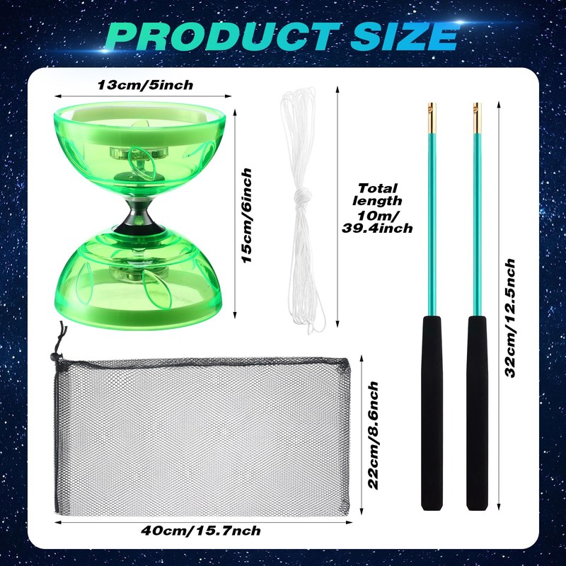 Simgoing Chinese Yoyo Diabolo Set Includes Colorful LED Diabolo Toy