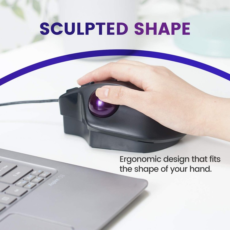 perixx PERIMICE-520 Wired USB Ergonomic Trackball Mouse, Adjustable Angle, 8