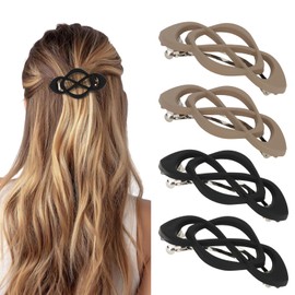 Amariver Hair Barrettes for Women 4packs Hair Clips French Barrette Khaki and Black Clip Stylish Accessories for Women Girls