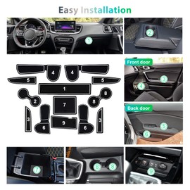 GAFAT Ki-a Ceed/Proceed/XCeed GT 2018-2024 2025 (Manual Transmission) Non-Slip Mats, Rubber Mats Non-Slip for Centre Console Cup Holder Door Seam, Compatible with Kia Ceed XCeed Accessories (White)