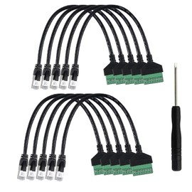 Teansic 10 Pcs RJ45 Male to 8 Pin Screw Terminal Adapter,1ft RJ45 8p8c to 8Pin Bolt Terminal Connector for Cat 5/5e/6 Ethernet Extender CCTV Digital DVR Network Adapter (Male)