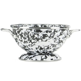 Golden Rabbit Enamelware - 1qt Petite Colander (Black Swirl)