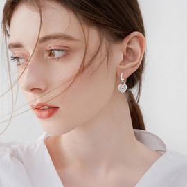 Heart Lock Earrings Sterling Silver Hoop Earrings Lock Jewelry for Women Mom