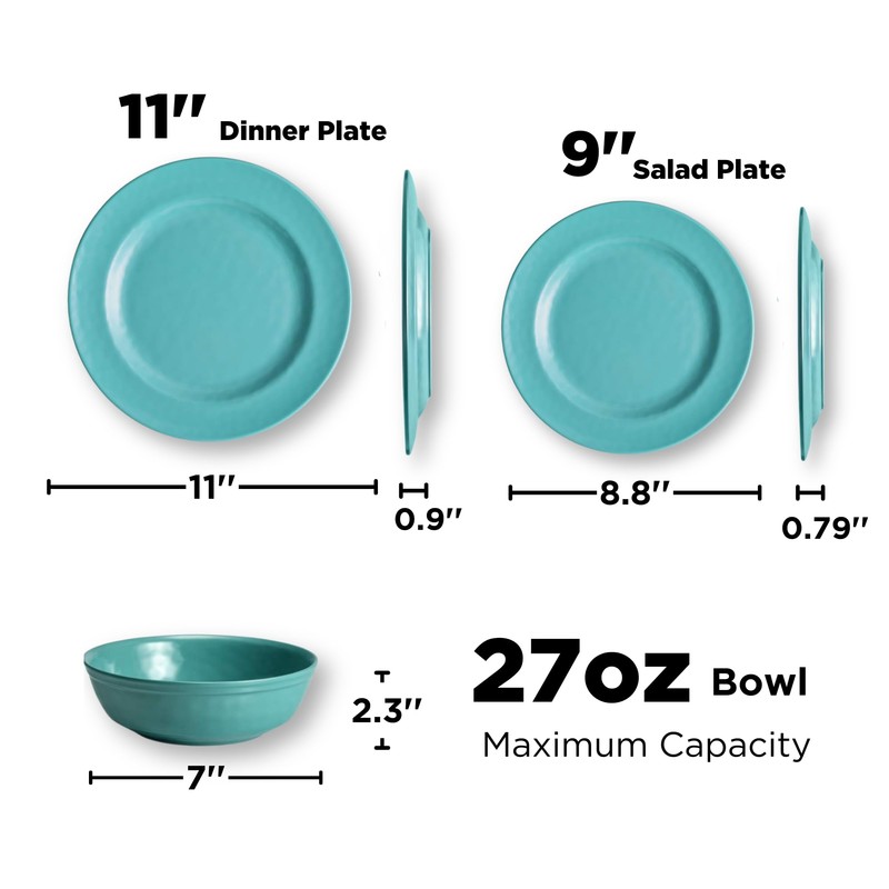 TP 18-Piece Dinnerware Set, Melamine Dishes Set with Bowls and