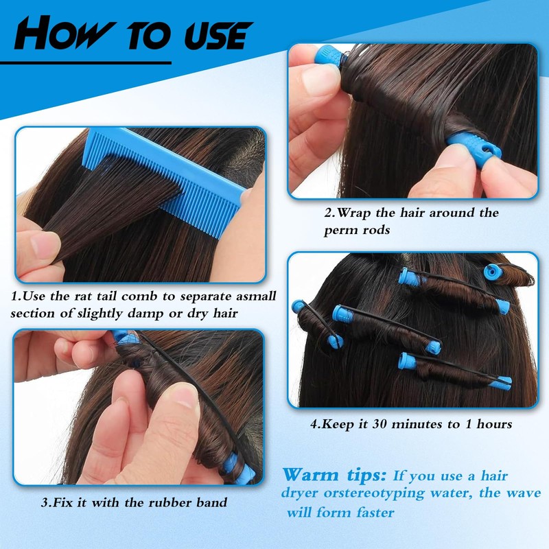 Hair Noodle Perm Set Complete - With Perm Winder, Overnight