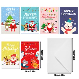 24pcs Christmas Cards with Envelopes, 6 Styles Xmas Funny Theme Greeting Cards Boxd Assorted Santa Claus Holiday Cards Bulk for Husband Wife Parents Family Friends Gifts