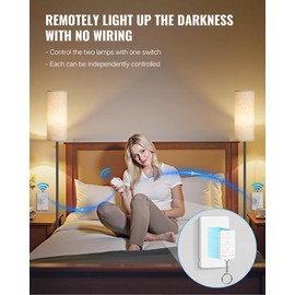 Remote Control Outlet, WILAWELS Wireless Light Switch with Magnetic Base, On Off Remote Outlet Switch for Lights, Lamps, Fan, Appliance, 100ft RF Range, 15A/1875W, One Remote for Two Plugs W09RC1206