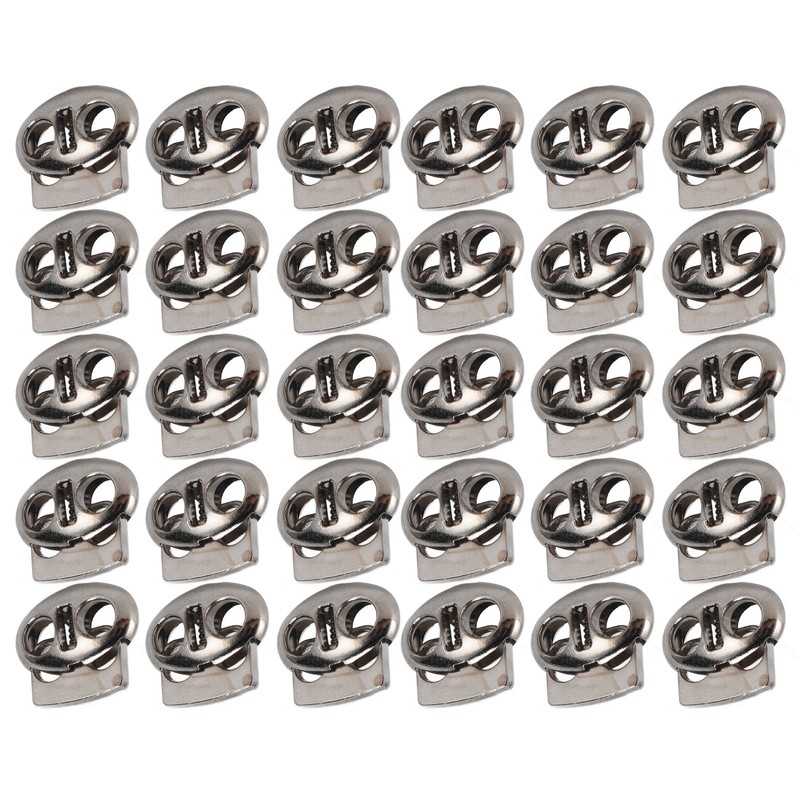 30pcs Metal Cord Lock End Toggle Double Hole Spring Stopper