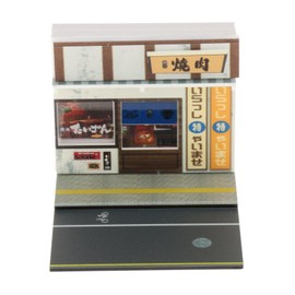 Perfeclan 1/64 Scenery Diorama Parking Lot with Light Ornaments Photo Props, Miniature Japanese Street Scenery Background for Gifts, Bbq Restaurant