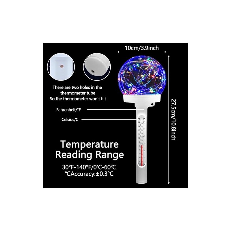 Pool Thermometer, Solar Digital Water Thermometer, Pond Thermometer, Pool Thermometer