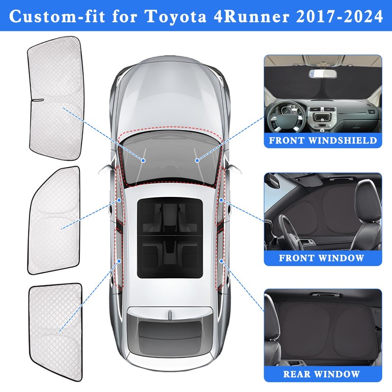 ZATOTOO Car Window Shades for 2017-2024 Toyota 4Runner Sun Shade
