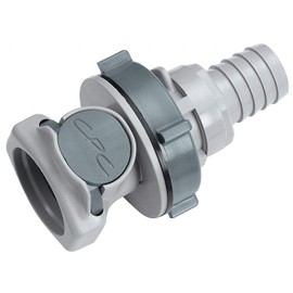 CPC (Colder) HFCD16812 Valved Bulkhead Panel Mount Hose Barb, PP, 3/8" Flow Size, 1/2" ID