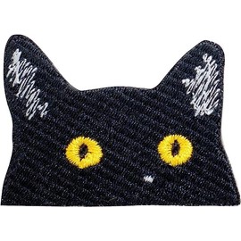 CLOVER INTER Black Cat Face Patches Iron on Embroidered Badge Saw On Patch for Jeans, Clothing, Bags, Jackets, Caps