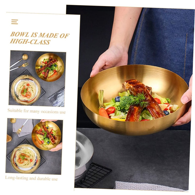 KICHOUSE Elegant 304 Stainless Steel Salad Bowl Mix Serve Fruit