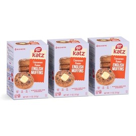 Katz Gluten Free Vegan English Muffins. Cinnamon Raisin. Easy to prepare your vegan Breakfast sandwich. Dairy Free, Egg Free, Nut Free, Peanut Free. 11 Oz (pack of 3)