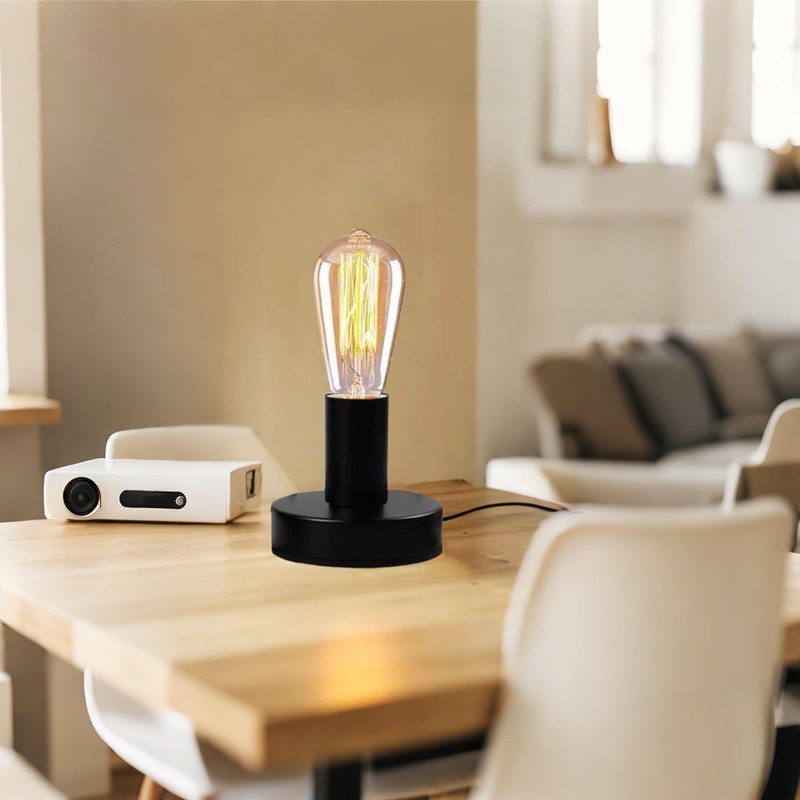 Jashem Polished Metal Light Bulb Socket E26 E27 Desktop Lamp