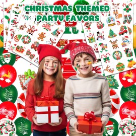 96 PCS Noel Christmas Xmas Santa Pre-Cut Temporary Tattoos for Kids | Cute Themed Birthday Party Favors, Supplies, Decorations, Christmas Fake Tattoo Stickers (Multiple)