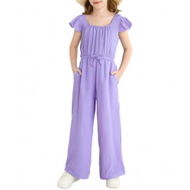 YOURUIKEY Tween Girls Jumpsuit Teen Preppy Clothes Cap Sleeve Smocked Drawstrings Romper Kid Jumper One Piece Summer Outfits Size 11-12