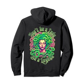 EMF Medusa Greek Mythology Gorgon Pun Black Unisex-Adults Classic Fit Long Sleeve Polyester/100% Hoodie with Kangaroo Pocket