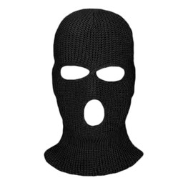 Kids 3 Hole Knitted Balaclava - Warm and Stylish Ski Face Mask for Cold Weather Black