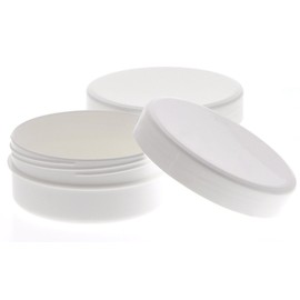 Kosmetex Empty Flat Tin White, 100 g / 125 ml, Flat Screw Tin, Plastic Tin, Cream Tin, Cosmetic Tin, Pack of 6