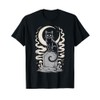 Black Gothic Cat Moon Tombstone Gravestone Dark Academia T-Shirt