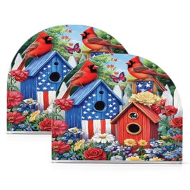 Patriotic Birdhouse Birds American Flag Napkin Holder for Tables Paper Cocktail Napkin Holders for Kitchen Dinning,Acrylic Dinner Napkin Dispenser for Restaurant Home Decor Bar Accessories 1 Pack
