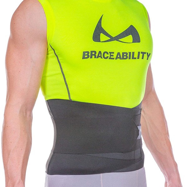 BraceAbility Elastic & Neoprene Compression Back Brace | Lumbar, Waist and Hip Support Belt for Sciatica Nerve Pain, Low Back Ache & Pain Relief while Sleeping, Working, Exercising, Walking (Large)