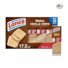 Lance Sandwich Cookies Nekot Vanilla Creme 10 Individually Wrapped Packs 6