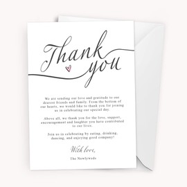 25 White Thank You Place Cards - Wedding Party Table Decoration from Newlyweds