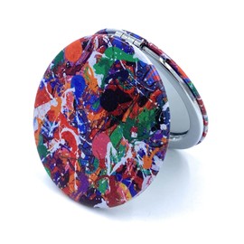 Aeisage Compact Mirror for Purses Bulk Handheld Foldable Mirror Compact Set Red Pocket Size Hand Mirror Folding Jonone Art Gift for Mom, Diameter 2.75 inches x 0.4 inches Thickness